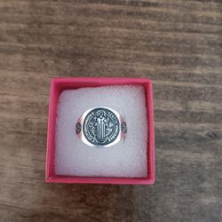 Silver 9.25 Saint Benedict Ring Size 9