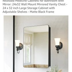 Recessed Medicine Cabinets for Bathroom with Mirror: 24x32 Wall Mount Mirrored Vanity 