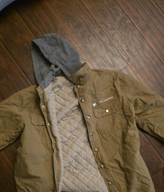Dickies Hooded Water Repellent Duck Work Shirt Jacket Men's Sz large Brown