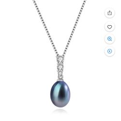 Brand: YAMI Yami 9-10mm Tahitian Black Pearl Pendant Necklace Saltwater Cultured in 925 Sterling Silver Three CZ Jewelry Gifts for Her. Brand new. Nev