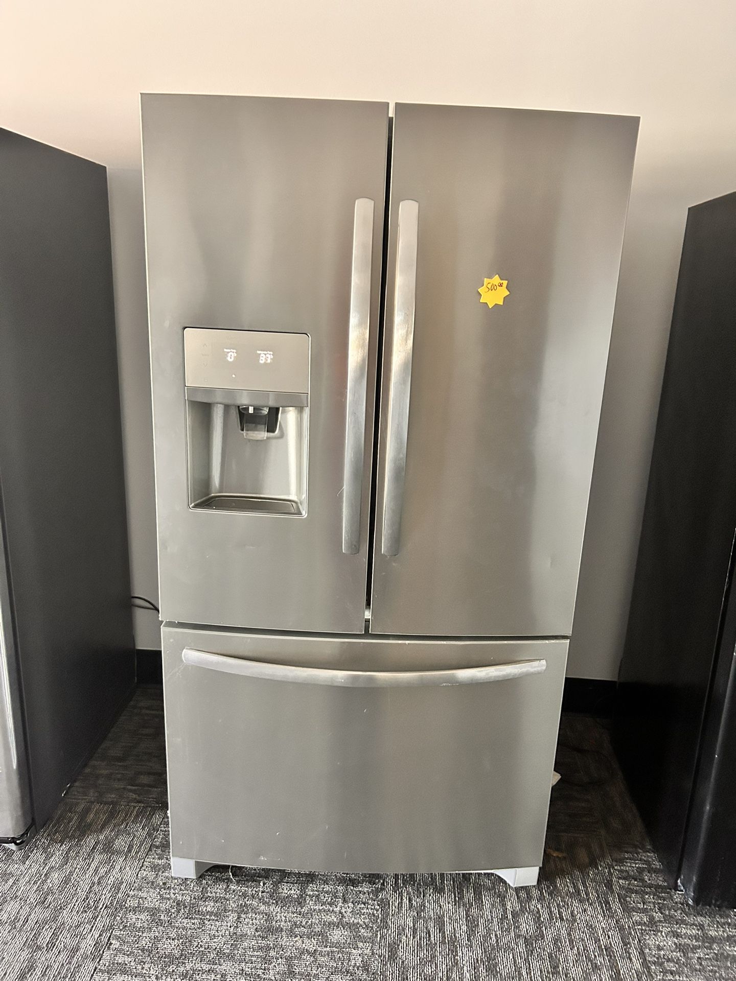 Stainless Steel Double Door Refrigerator With Ice Maker