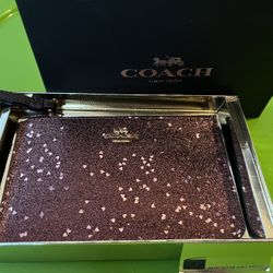 Coach Purple Sparkle Zipper Clutch Bag