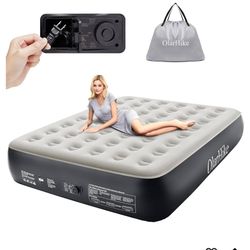 OlarHike Queen Air Mattress with Built in Pump,Inflatable Blow Up Airbed with Storage Bag,13" High Speed Inflation Black, Camping Accessories, Travel 