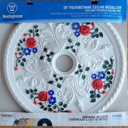 Hand Painted 28" PU Ceiling Medallion 