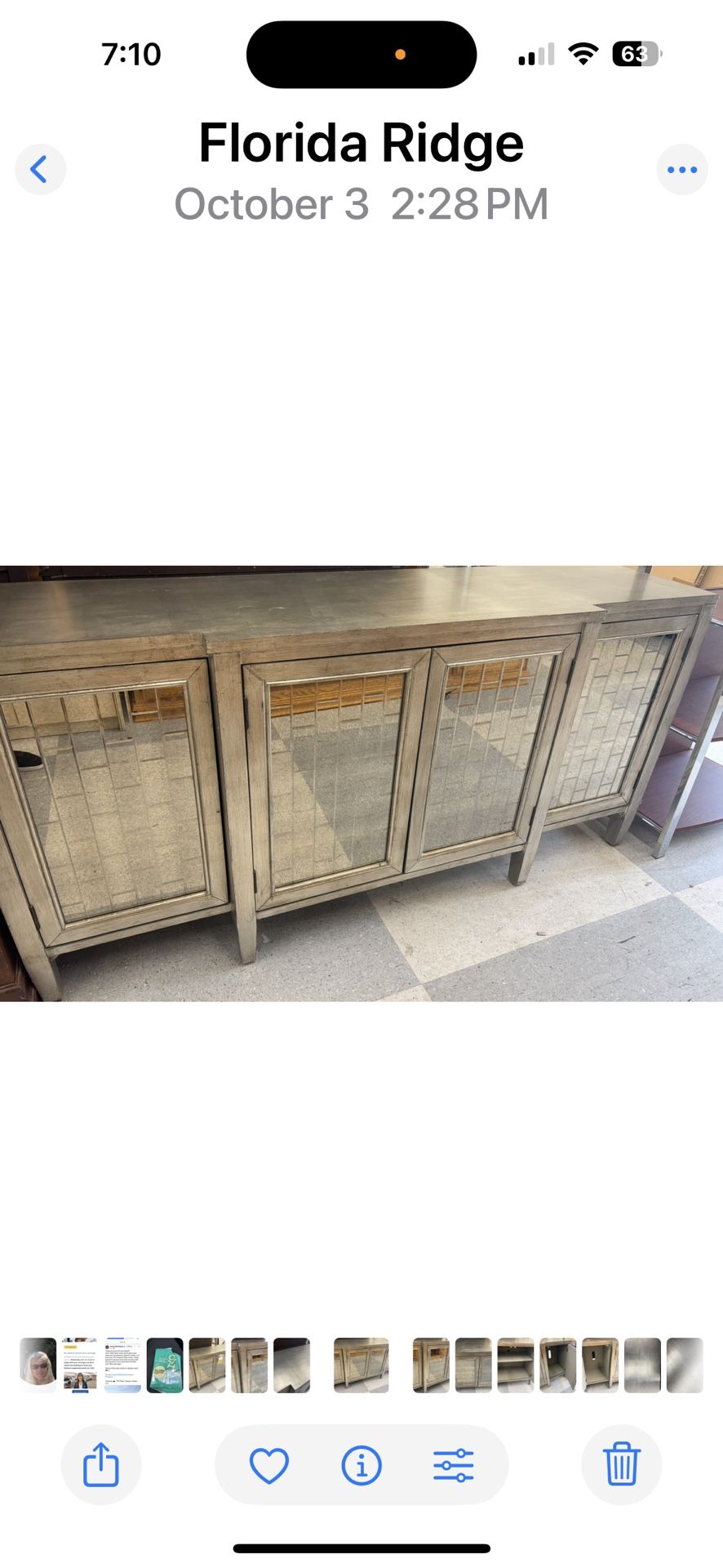 SILVER LEAF ANTIQUE MIRRORED CREDENZA