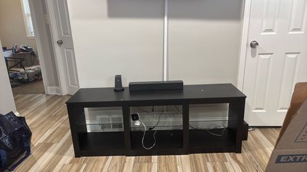Tv stand with glass shelves