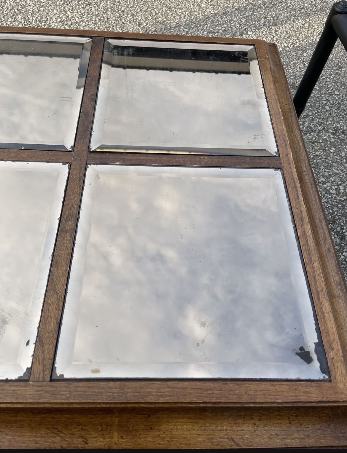 Wood Mirrored Glass Coffee Table