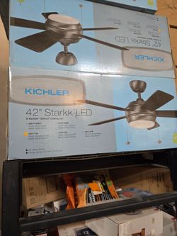 KICHLER
Starkk 42 in. Brushed Nickel Downrod Mount Ceiling Fan with Integrated LED with Pull Chain