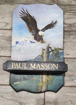 Hand painted vintage wood shelf - eagle
