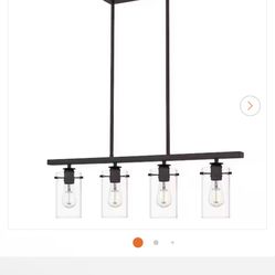 4-Light Espresso Linear Chandelier with Glass Shades