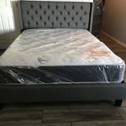 New Queen Size Bed Frame With Mattress!!!