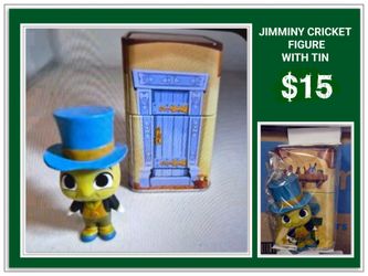 JIMINEY CRICKET FIGURE & TIN CAN SET