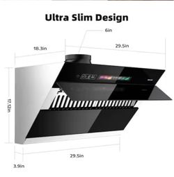 New in Box 30 inch Under Cabinet Range Hood Stainless Steel 900 CFM, Voice/Gesture Sensing Control, Ducted/Ductless Convertible, GXEA-T05-30’’