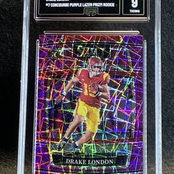 2022 Select Draft Picks 💥 Drake London 💥 Concourse Purple Lazer Prizm Rookie GMA 9 Mint 💎 - Atlanta Falcons 