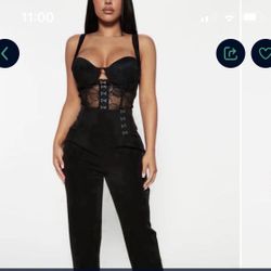 Fashion Nova Black Corset Jumpsuit Size Xsmall