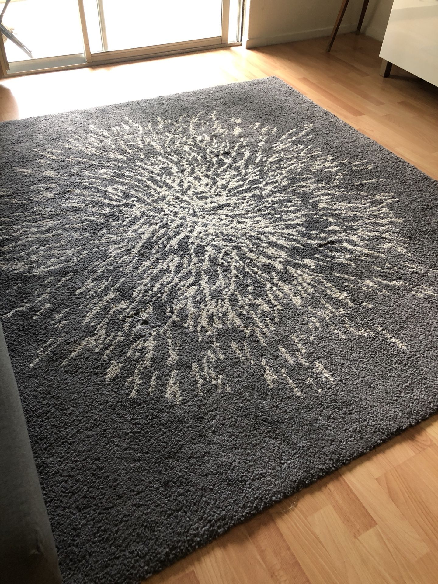 Sanderum rug from Ikea. Grey and white 6’7” x 6’7”