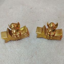 Two Gold Cherub Candle Holders