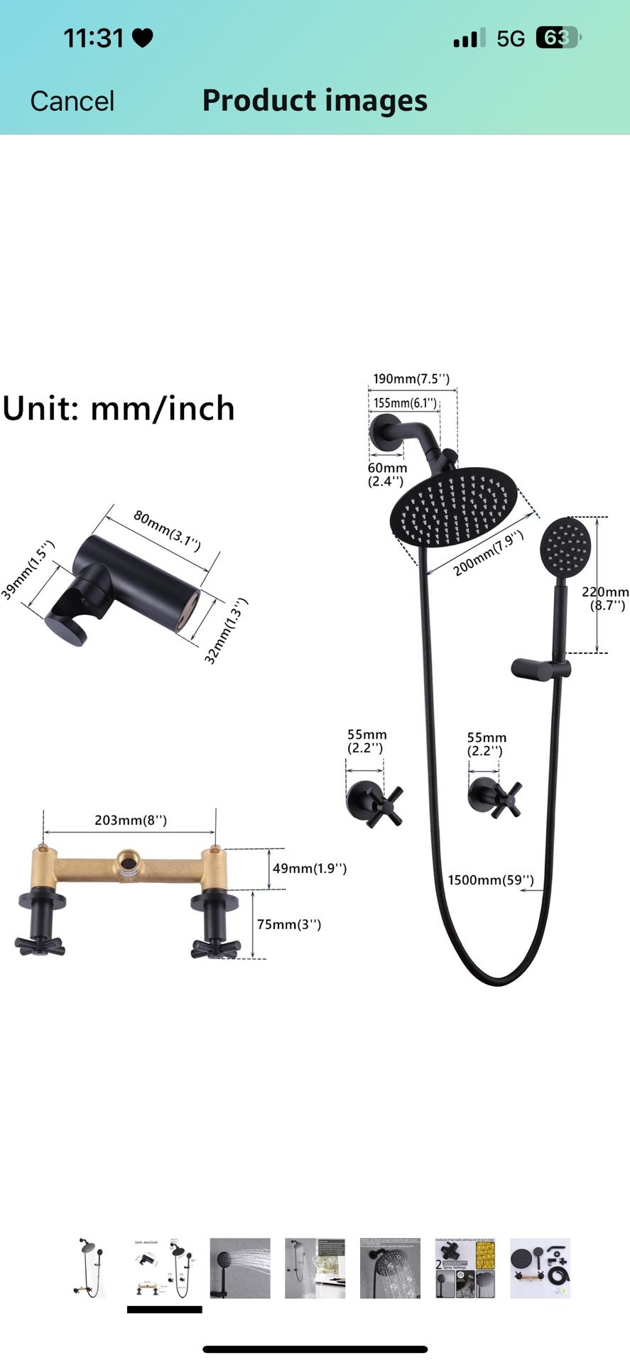 2 Handles Shower Faucet Set,Rain Shower Head with Handheld Shower Combo Set,Dual 2 in 1 Shower System,Wall Mounted,Matte Black