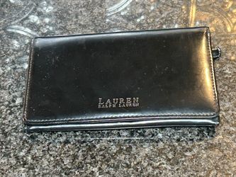 Lauren Ralph Lauren Black Leather Checkbook Wallet