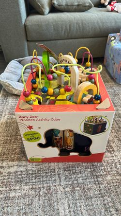 Zany zoo wooden activity cube