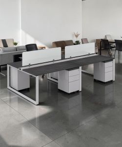 Modern 4-Person Open Office Cubicle Workstation Bench | $1,400