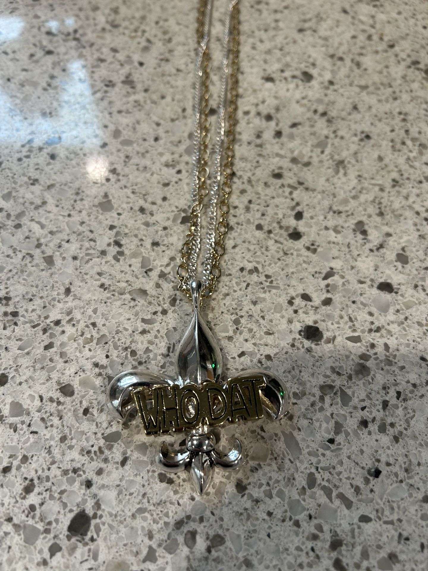 Silver And Gold Stainless Steel Whodat necklace