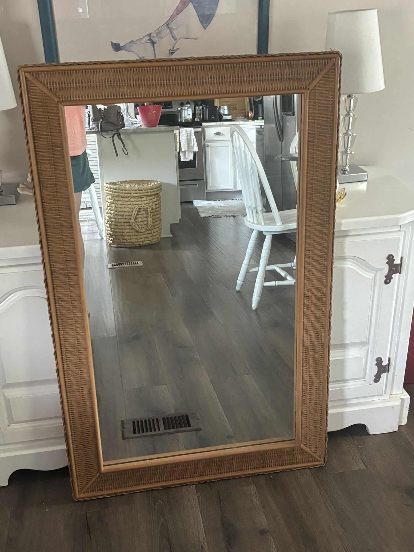 Large wicker mirror