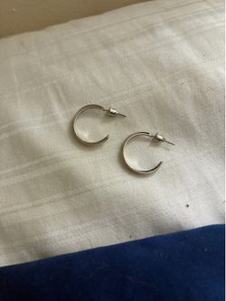 Minimalist Silver-Toned C-Shaped Open Hoop Earrings