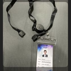 ID/Badge Holder With Black Clipped Lanyard And Tether