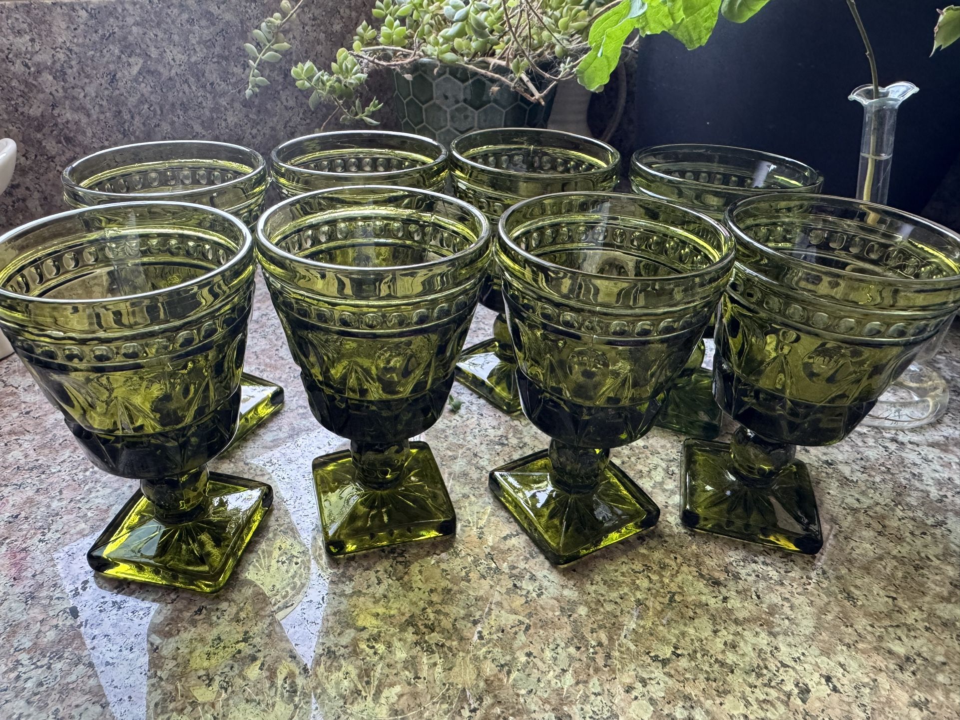 vintage green dessert wine glass