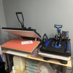 Two Heat Press Machines With Table