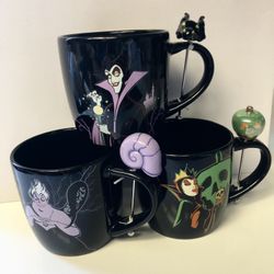 Disney Villains Mugs w/ Stirrer Trio Set