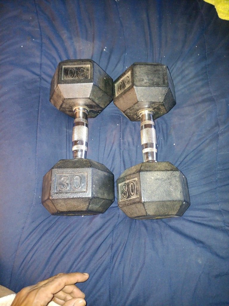 A pair of 30 pounds ...gold gym's .. weights.