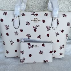Coach Ladybug Tote  and Wristlet Bundle Set