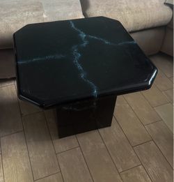 Faux Marble Side Table Nightstand