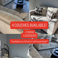 4 Piece Sofa Set – 2 Sofas + 2 Loveseats (Sell Together or Separately)