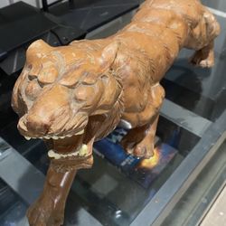 Vintage Solid Wooden Carved TIGER 