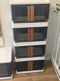 Stackable Storage Containers with Wheels- (4 Large and 1 XL)
