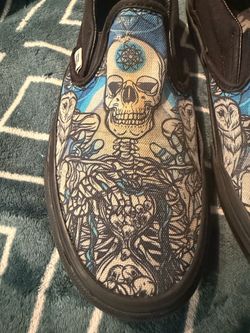 Vans Slip-On Skull and Owl Print Sneakers US Mens 5