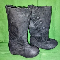 Toddler Girl Black Suede Boots