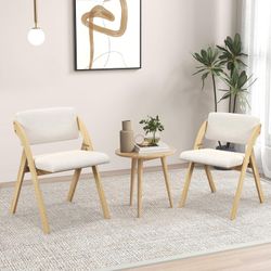 #234 Set of 2 Dining Room Chairs, Folding Kitchen Chairs with Rubber Wooden Legs, Padded Seat and Backrest, Folding Chair, Side Chair, Portable Office