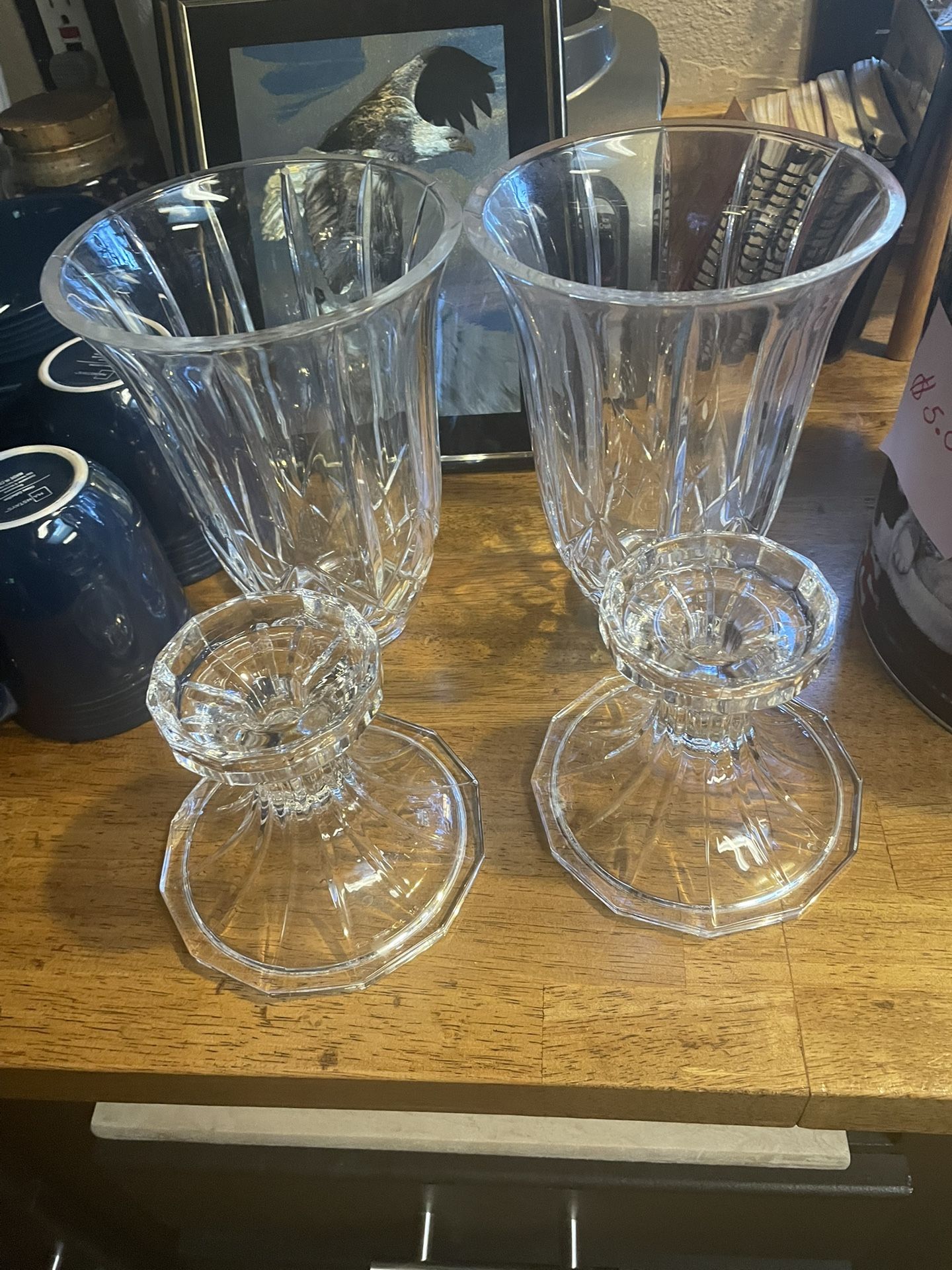 Large heavy duty crystal candleholders