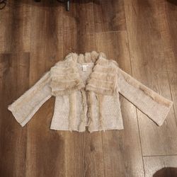 Alberto Makali rabbit fur trim knit jacket, size S, great condition