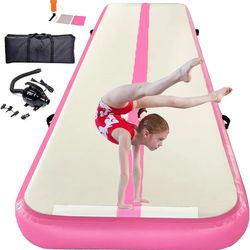 *NEW* DOBESTS Inflatable Gymnastic Mat Air Track Tumbling Mat 20ft 4/8 Inch Thick Air Mat Tumble Track Air Barrel Gymnastics Roller with Pump