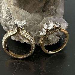 2-Lab Diamonds Beautiful Gold Plated Rings Size 61/2
