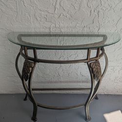 Iron & Glass Entry Console Table with Matching Wall Mirror