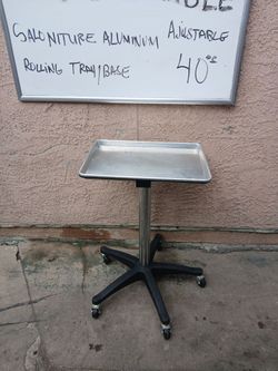 Salon Aluminum Adjustable Rolling Tray Stand