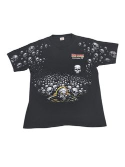 Vintage 1995 Iron Horse Saloon Bike Week T-Shirt 90s Biker Eagle Skull AOP Large