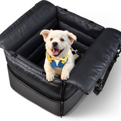 Dog Car Seats for Small Dogs: Safe & Soft Travel Booster with Safety Leash – Waterproof PU Leather Pet Car Seat for Front/Back Seat, 2-in-1 Convertibl