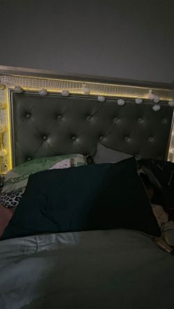 Tufted Upholstered Headboard with Silver Frame